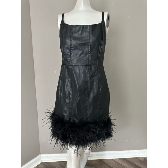 Line & Dot Lou Feather Dress in Black - Picture 6 of 10